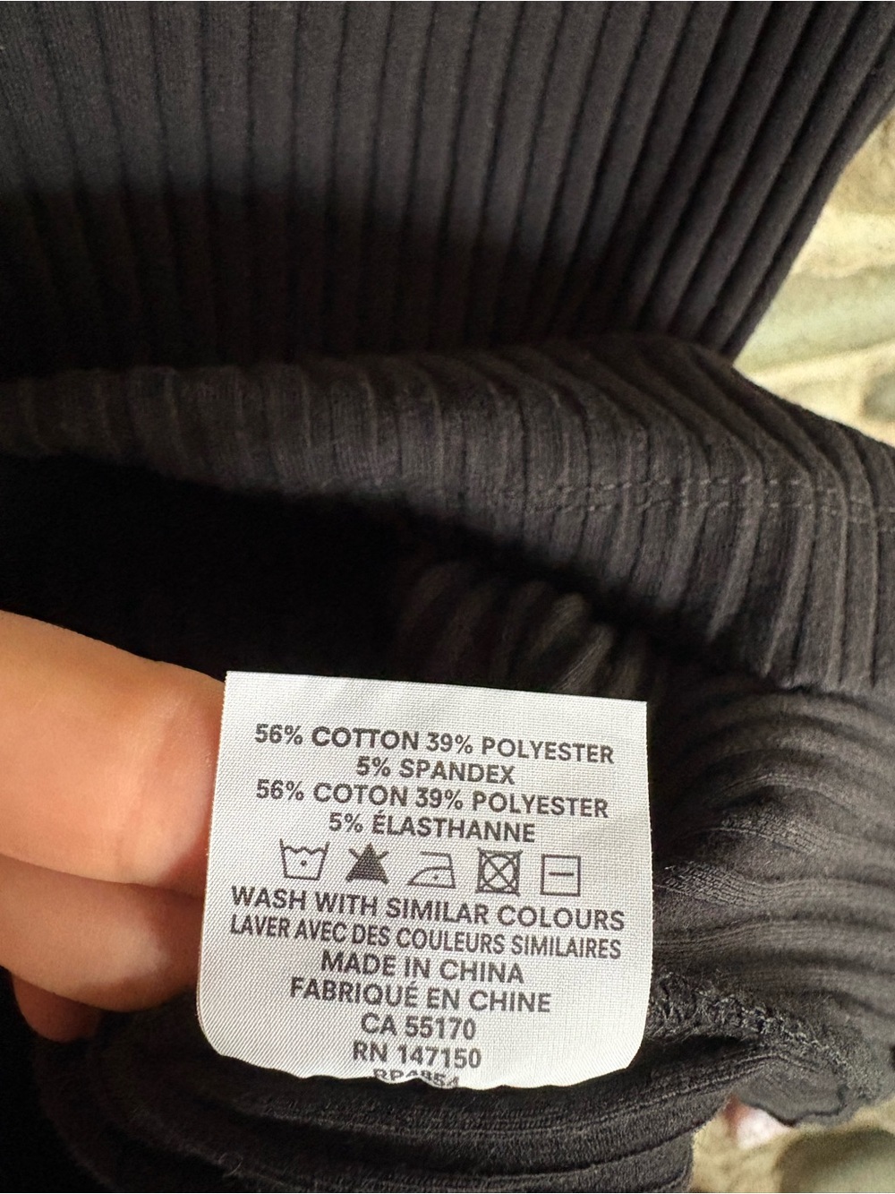 Frank & Oak Black Ribbed Fitted Mid-Sleeve Shirt Top size small S SP - Picture 5 of 6